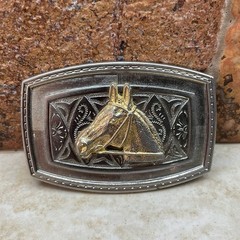 Belt Buckle Horse Head Cowboy Men&rsquo;s Women&rsquo;s Gold Silver Tone Texas Western