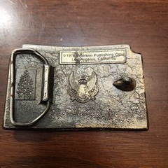 1976 Belt Buckle Brass Scenic Protect America&rsquo;s Hunting Heritage Vintage