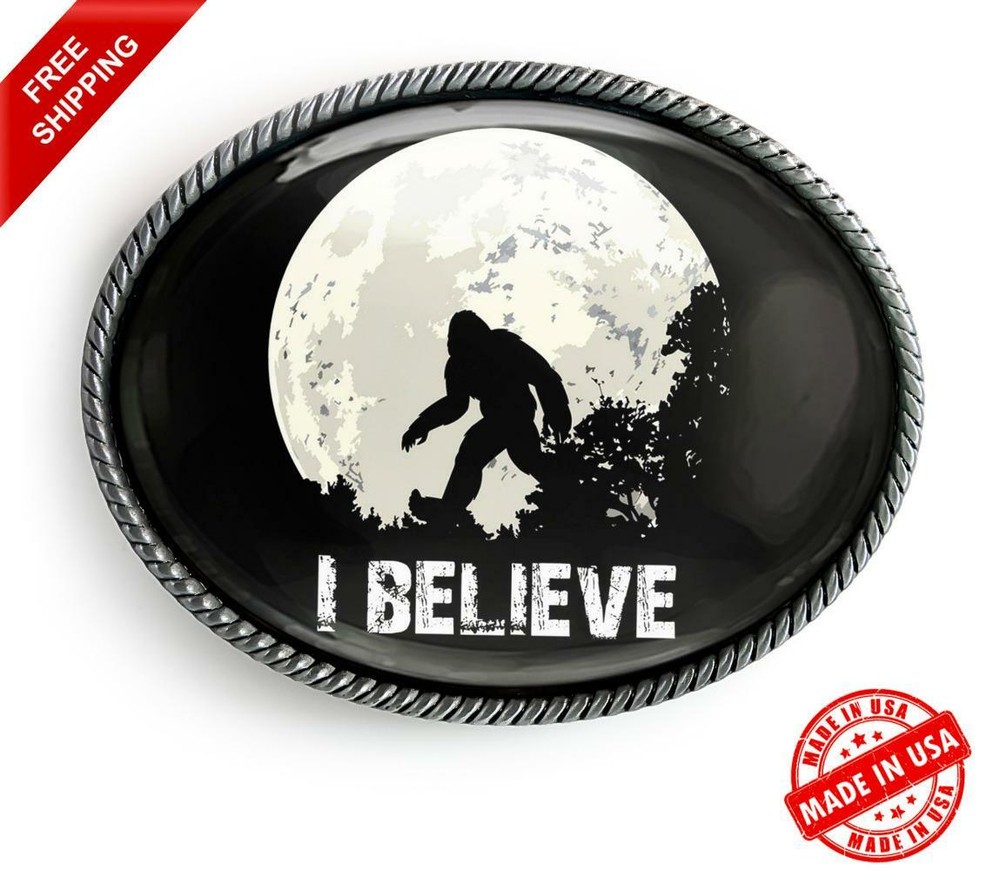 Sasquatch Belt Buckle – Big Foot Sighting Handmade Oval Buckle – 731