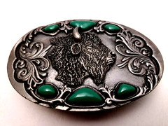 Arroyo Grande Buckle Co Buffalo Bison Pewter Belt Buckle 1992 USA