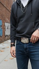 Men Buckle Silver Metal Texas Cross Cowboy Western Bling Fashion Country Weekend