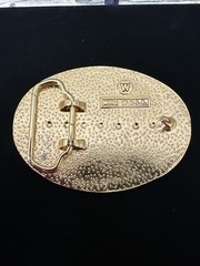 Oval Horse Western Belt Buckle Black Metal Gold Tone Men’s Fits 1.5in -1.75