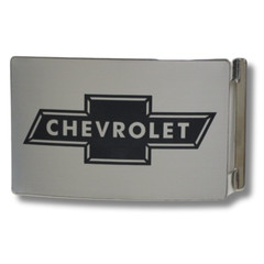 Brushed Silver Chevy Chevrolet Bowtie Rock Star Buckle Official Licensed
