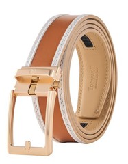 Tonywell Men&rsquo;s 32&Prime; to 45&Prime; Waist Available, Brown/White Belt Gold Buckle