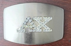Armani Exchange Silver Metal Western Rhinestone Logo Men&rsquo;s Belt Buckle