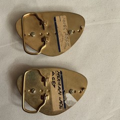 Lot of 2 Blue-Gray & Tan Stones Belt Buckles Silver
