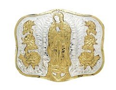 Crumrine Western Belt Buckle Virgin of Guadalupe Silver Bronze C11288