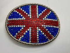 Union Jack UK British Flag Bling 80&rsquo;s Belt Buckle – Missing Rhinestone