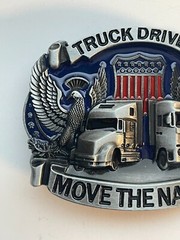 Truck Driver Belt Buckle Big Rig Semi Trucks American West USA Flag Trucker Belt