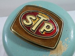 STP Motor Oil Company Belt Buckle 1979 Raintree Enamel Metal Men&rsquo;s Advertisment