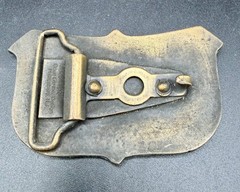Vintage 1976 Oden Leather Design Brass CB Operator Belt Buckle Trucker Western