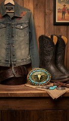 New Men Women Rusty Gold Metal Buckle Western Fashion Bull Long Horns Cow Texas