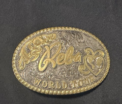 Reba World Tour Oval Solid Bronze Western Belt Buckle Made in USA (Gist)