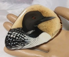Belt Buckle Antler Elk Hand Painted Bird Signed By Artist Alice B Semich Nice