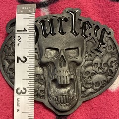 Vintage Y2K Hurley Gothic Skull Metal Belt Buckle [READ DESC.]
