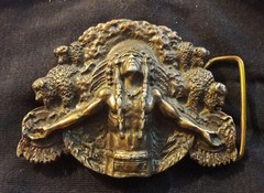Inuit Chief Belt Buckle Antique Silver Vintage Tribal Ethnic Metal