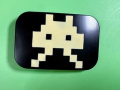 Video Game Arcade Icon Character Black & White Pixilated Pattern Belt Buckle