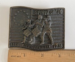 Vtg USA Spirit of &rsquo;76 1776-1976 Bicentennial Flag Brass Belt Buckle