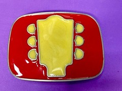 Guitar Tuning Keys And Head Stack – Cream & Red Colored Musicians Belt Buckle