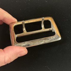 Vintage Solid Brass Chrome Plated 2.25” Double Prong Duty Belt Buckle USA #6