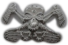 NEW Men Western Belt Buckle Silver Metal Bling Skeleton Rock Band Skull Big UFO