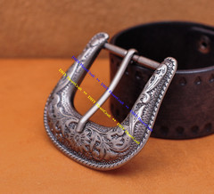 Western Rodeo Floral Engraved Antique Belt Buckle Set 3pcs Fits 1&Prime; Wide Straps