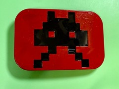 Iconic Pixelated Alien Space Invaders Arcade Game Red Black Enamel Belt Buckle