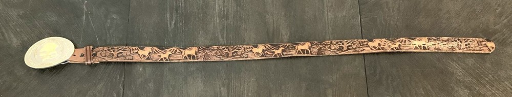 Genuine Leather Belt Horses Stallions W/ NA Hunting Club Belt Buckle USA 26