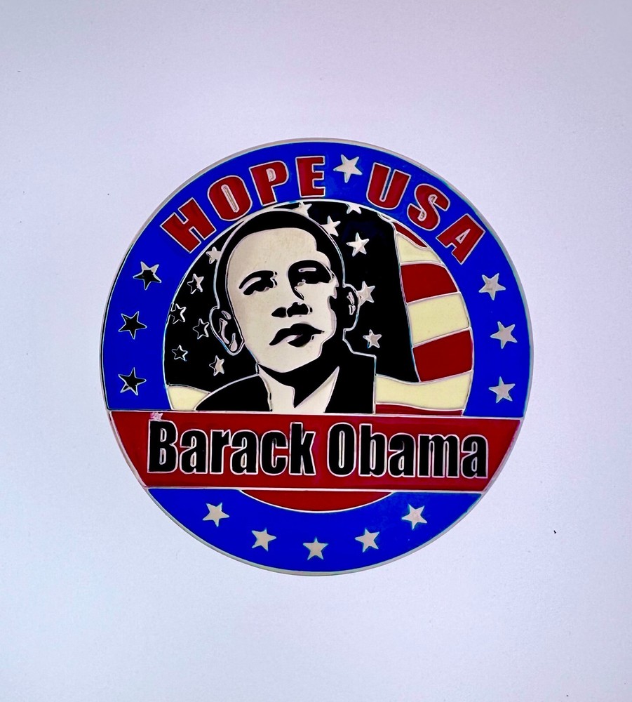 Barack Obama HOPE USA Flag Belt Buckle | American Western Silver Vintage Buckle