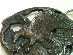 VINTAGE 1990 FLYING EAGLE C+J INC BELT BUCKLE MADE IN THE USA 1541