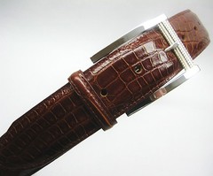 Sterling silver 925 buckle w/1.5&Prime; Genuine Alligator belt sizes 32 to 44 U.S.A.