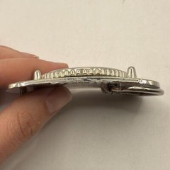 Vintage Silver Tone Black Belt Buckle Marble Stone Design Western Engraved