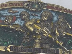 Vtg 1982 USMC United States Marine Corps First to Fight #1070 Belt Buckle V8