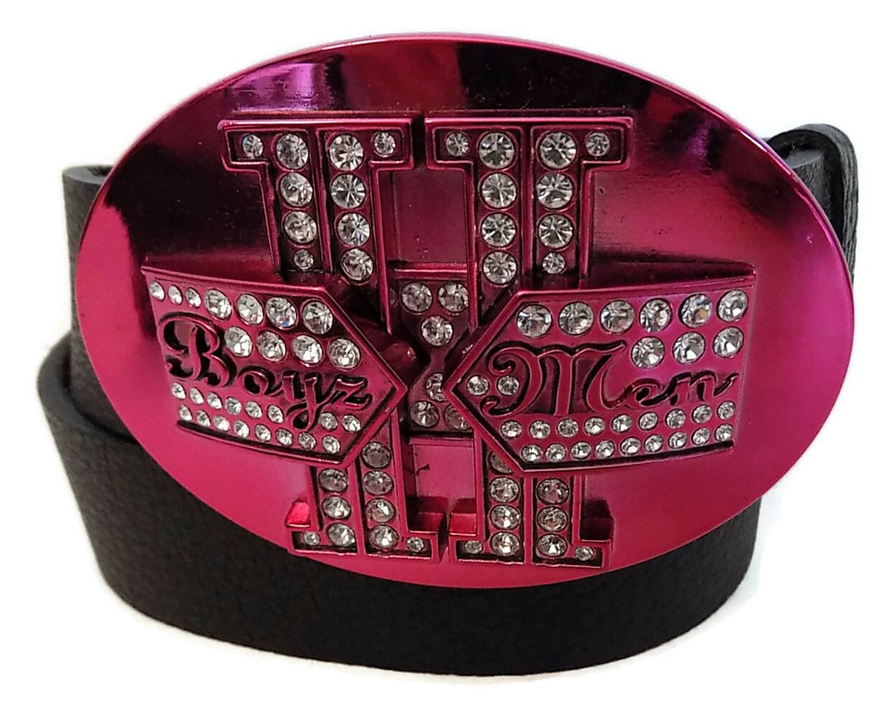 BOYZ 11 MEN BY WASHED UP HOLLYWOOD FUCHSIA WITH CRYSTALS 1½” OVAL BELT BUCKLE