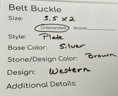 Western Belt Buckle Ombre Brown White Oval Men 3.5 x 2&Prime; Silver Plate