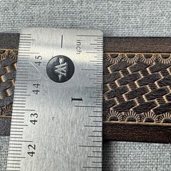 Bison Denim Brown Leather Belt 110cm 43 in Ornate Longhorn Buckle Western