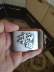 Vintage Stussy Belt Buckle ONLY Peace Love Dollar Archive 90s Silver Metal