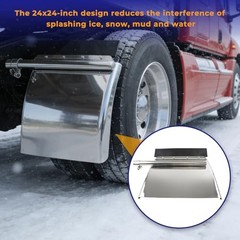 24 in x 24 in Stainless Steel Quarter Mud Flap Set Replacement for Semi Truck