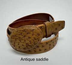 Genuine Exotic Full Quill Ostrich Skin Western Belt with Removable Buckle – Tan