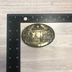Vintage 80&rsquo;s Tony Lama Brass Belt Buckle Dairy Breed Series Milking Shorthorn