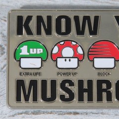 2004 Nintendo Know Your Mushrooms Super Mario Belt Buckle