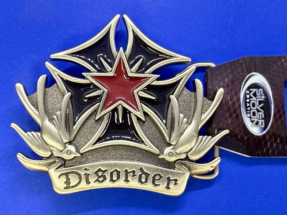 Disorder Iron Maltese Cross Doves NOS Silver Moon Creations Belt Buckle