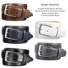Joseph_Nickel Finish Buckle Genuine Full-Grain 32, Nickel Alligator Black