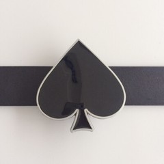 Antique Silver Black Enamel Pear Shape Belt Buckle