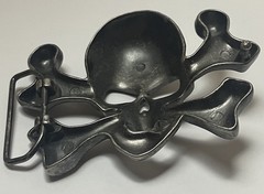 Skull Crossbones Pirate Metal Western Belt Buckle Vintage 1.5” Gothic Metal Head