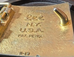 Vintage Lee NY Belt Buckle Scales of Justice Ensignia