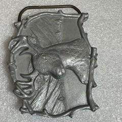 Deer Buck Belt Buckle Mountains Scene Antlers 1994 Reissue Collectible