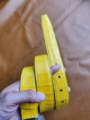 3..8CM Yellow 100% Genuine Leather Skin Men Silver Pin Buckle-Customize