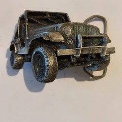 Vintage 1978 « 4×4 » 3D Pewter Jeep Bergamot Brass Works Belt Buckle # J-39