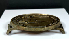 Vintage PFT Roberson Pre-Fab Transit Co. Solid Brass Slip Through Belt Buckle